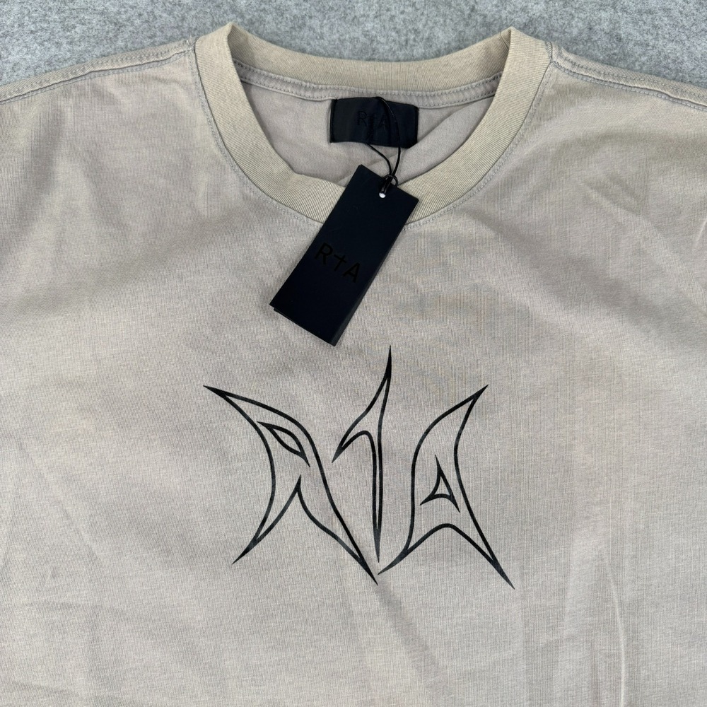 New RTA Road To Awe Graphic T Shirt XL Beige Black Logo Streetwear‎ Western